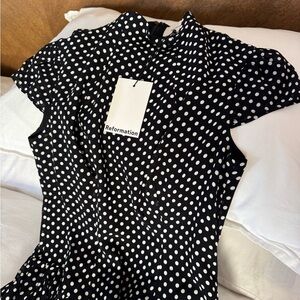 Reformation Maven Black Dress with Polka Dots